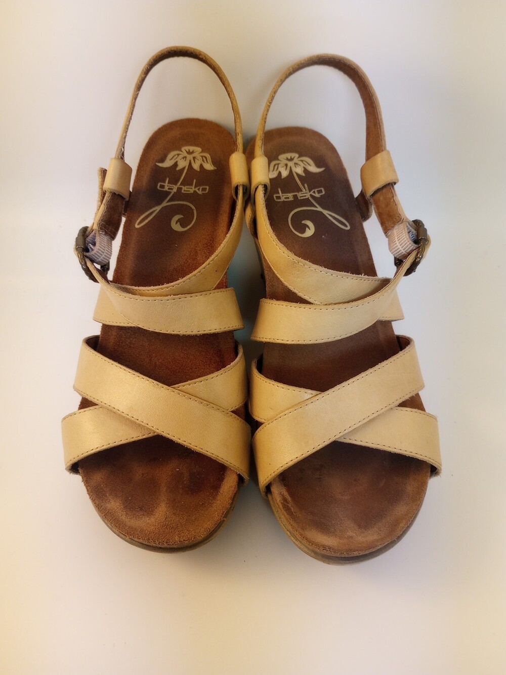 Dansko Women's Beige Leather Wedge Strappy Sandals Sz 39 US 8.5 - Picture 9 of 9
